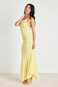 Lanista Light Yellow Strappy Asymmetrical Maxi Dress