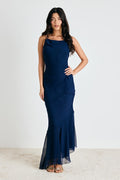 Lanista Navy Strappy Asymmetrical Maxi Dress