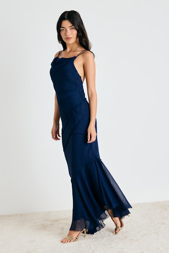 Lanista Navy Strappy Asymmetrical Maxi Dress