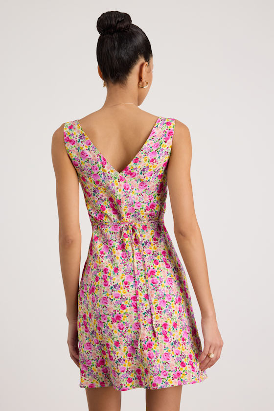 Vanessa Pink Multi Floral Sleeveless Mini Dress