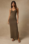 Palani Olive Green Jersey Knit Maxi Dress