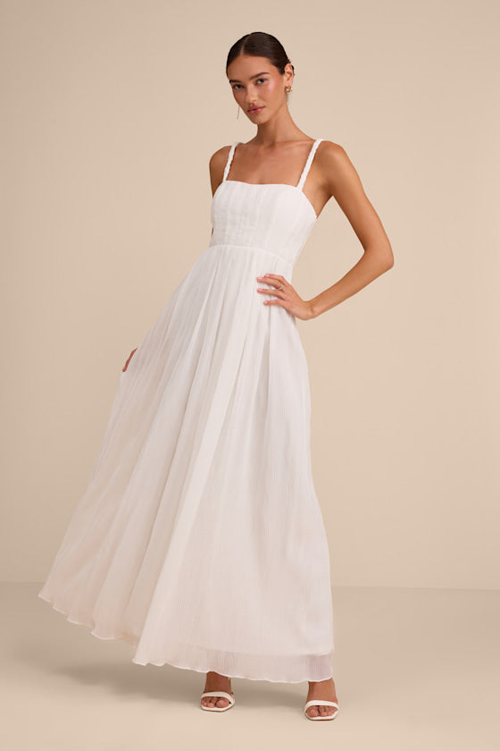 Alana White Textured Sleeveless Maxi Dress