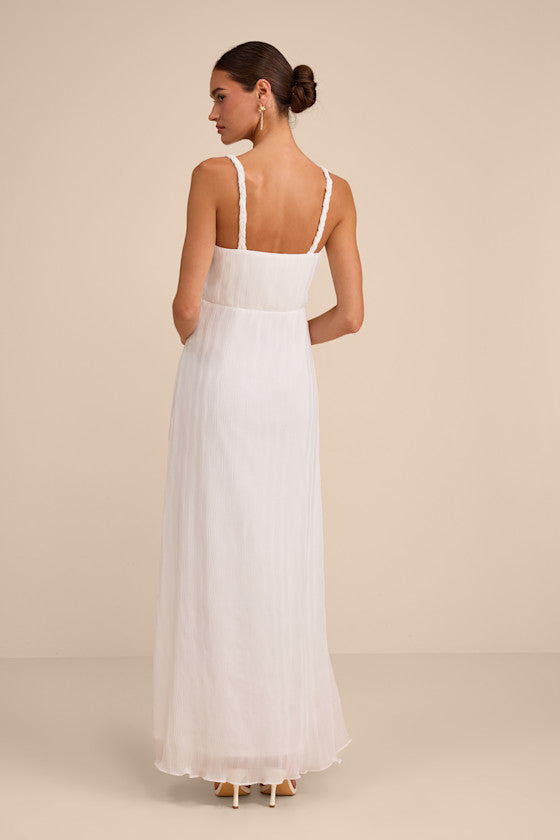 Alana White Textured Sleeveless Maxi Dress