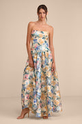 Mikayla Beige Multi Floral Jacquard Maxi Dress
