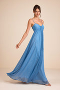 Irina Blue Lurex Plisse Sleeveless Maxi Dress