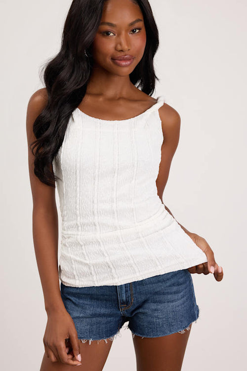 Roan White Lace Twist Strap Tank Top