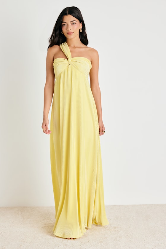Georgianna Light Yellow Plisse Maxi Dress