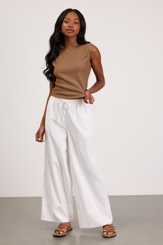 Kalita Light Brown Twist-Back Tank Top