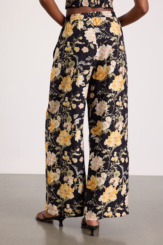Taelyn Black Multi Floral Wide-Leg Pants