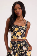 Taelyn Black Multi Floral Bustier Tank Top
