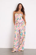 Prilla Pink Multi Abstract Wide-Leg Pants
