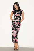 Lacey Black Floral Lace Two-Piece Midi Dress