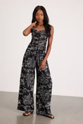 Ravia Black Print Wide-Leg Pants