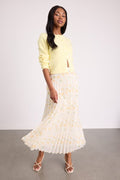 Calla Ivory Floral Pleated Midi Skirt