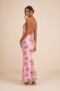 Zaylee Light Pink Sequin Lace-Up Mermaid Maxi Dress