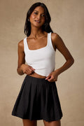 Madalina Black Pleated High-Rise Shorts