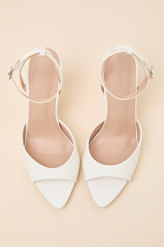 Wayla White Ankle Strap High Heel Sandals