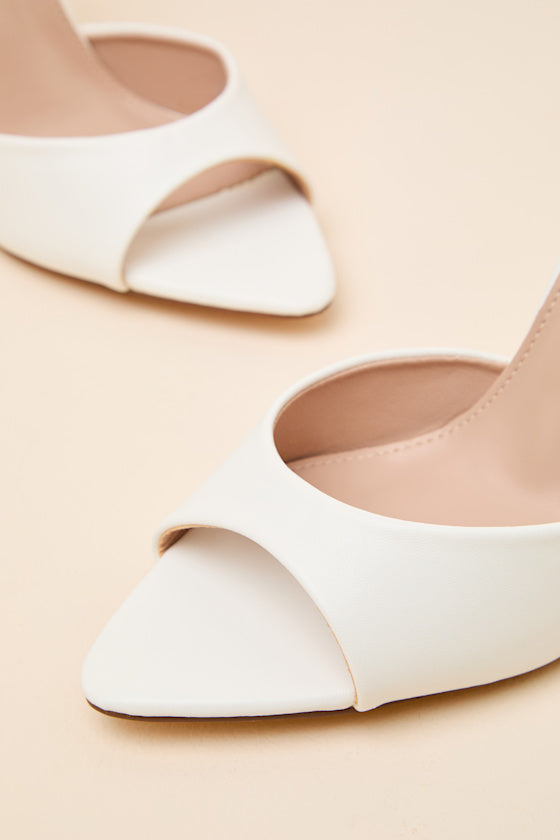 Wayla White Ankle Strap High Heel Sandals