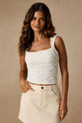 Marella Ivory Textured Tie-Back Tank Top