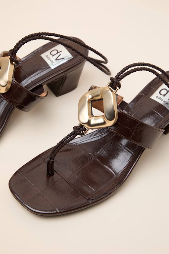 Stanza Brown Lace-Up Low Heel Sandals