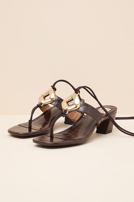 Stanza Brown Lace-Up Low Heel Sandals