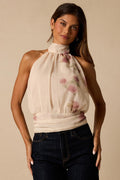 Mariana Ivory Floral Tie-Back Top