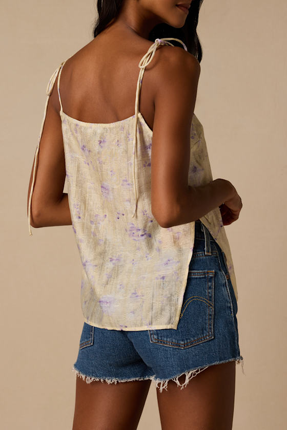 Avalon Cream Floral Tie-Strap Tank Top