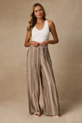 Tasia Taupe Embroidered Wide-Leg Pants