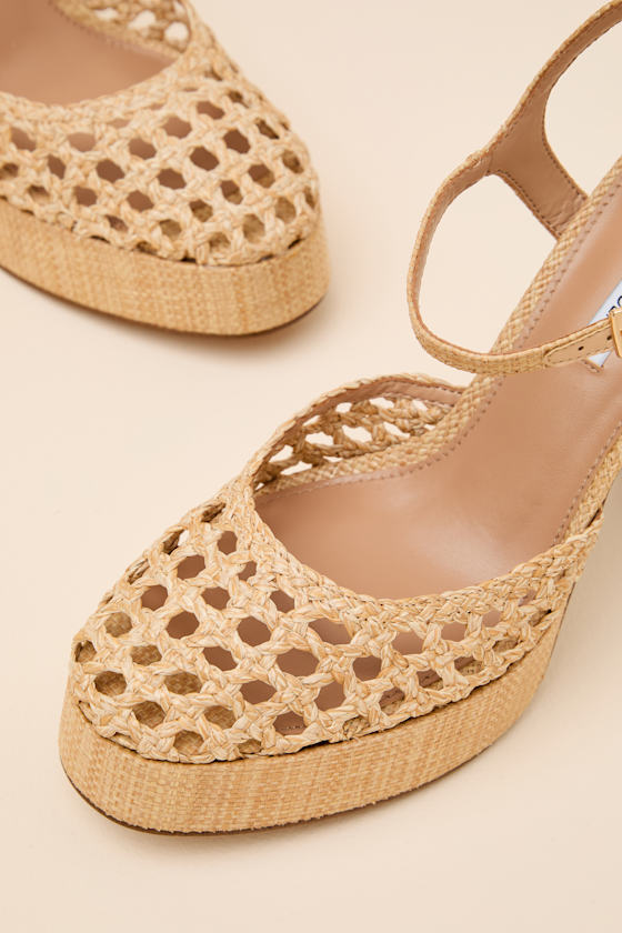Lexie Natural Raffia Ankle Strap Platform Heels