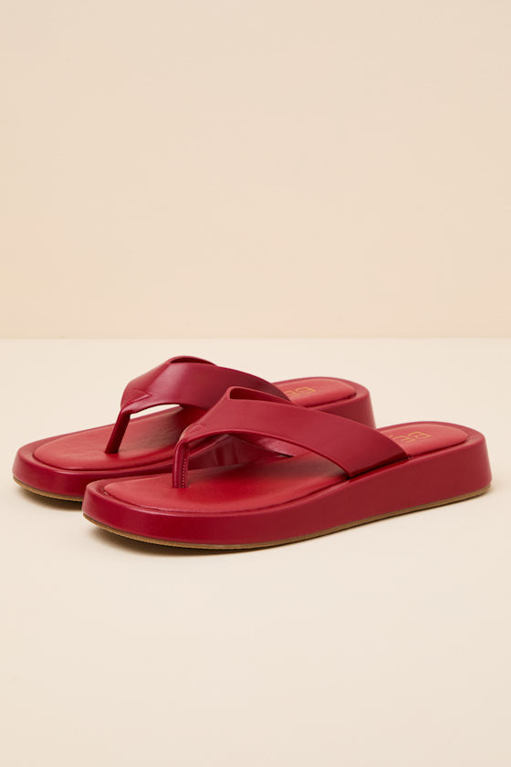 Mallorca Red Platform Thong Sandals