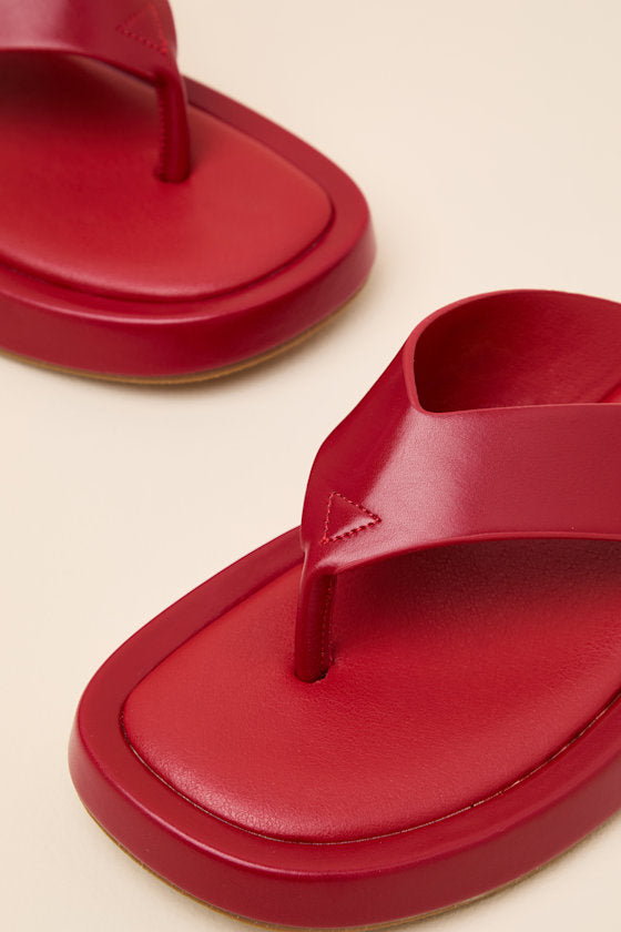 Mallorca Red Platform Thong Sandals