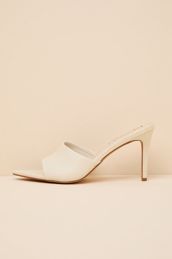 Jupiter Ivory Pointed-Toe High Heel Slide Sandals