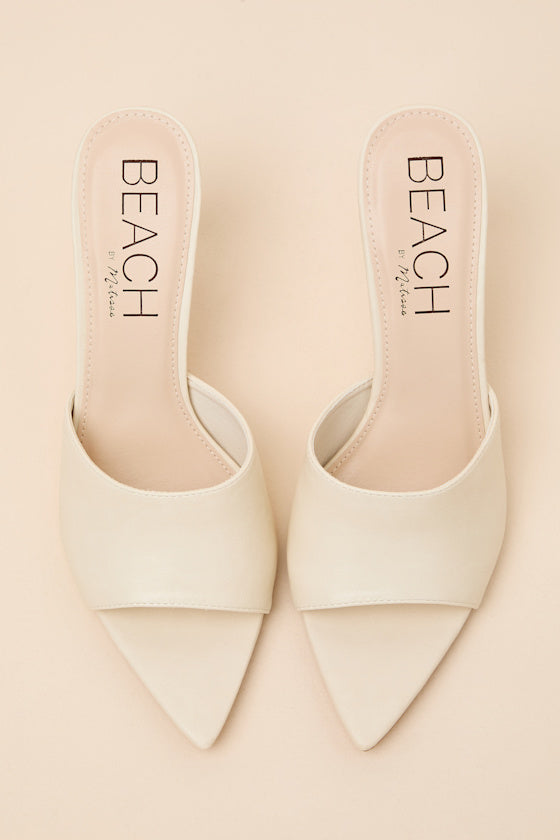 Jupiter Ivory Pointed-Toe High Heel Slide Sandals