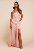 Allison Pink Floral Burnout Drop Waist Maxi Dress