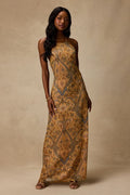 Abra Yellow Multi Boho Print Beaded Maxi Dress