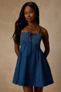 Laylie Medium Wash Smocked Mini Dress