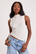 Kye White Crochet Lace Asymmetrical Tank Top