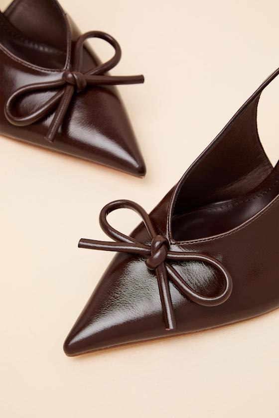 Avina Brown Pointed-Toe Slingback Pumps