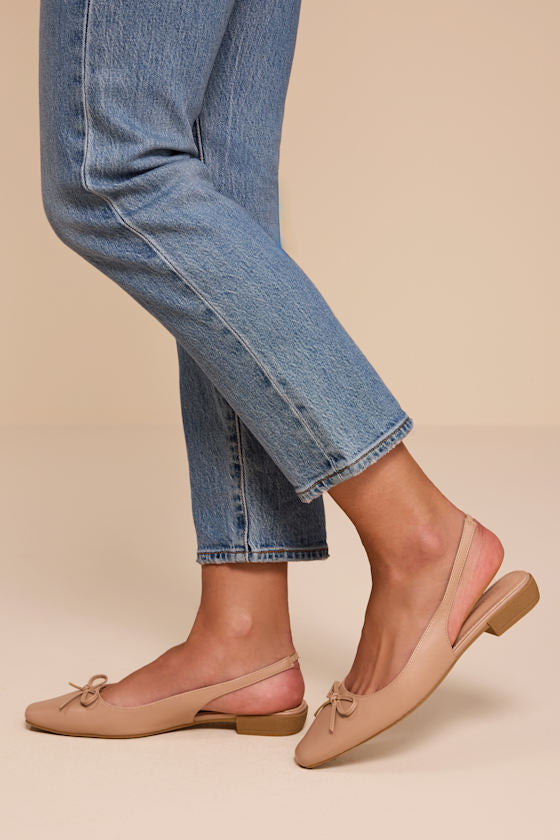 Camisa Beige Slingback Low Heel Pumps