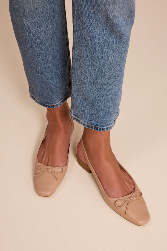 Camisa Beige Slingback Low Heel Pumps