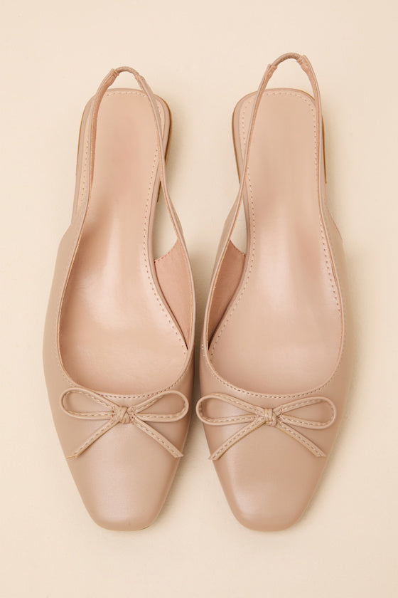 Camisa Beige Slingback Low Heel Pumps