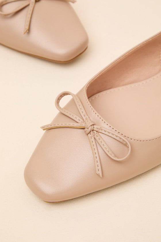 Camisa Beige Slingback Low Heel Pumps