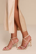 Baila Beige Ankle Strap High Heel Sandals