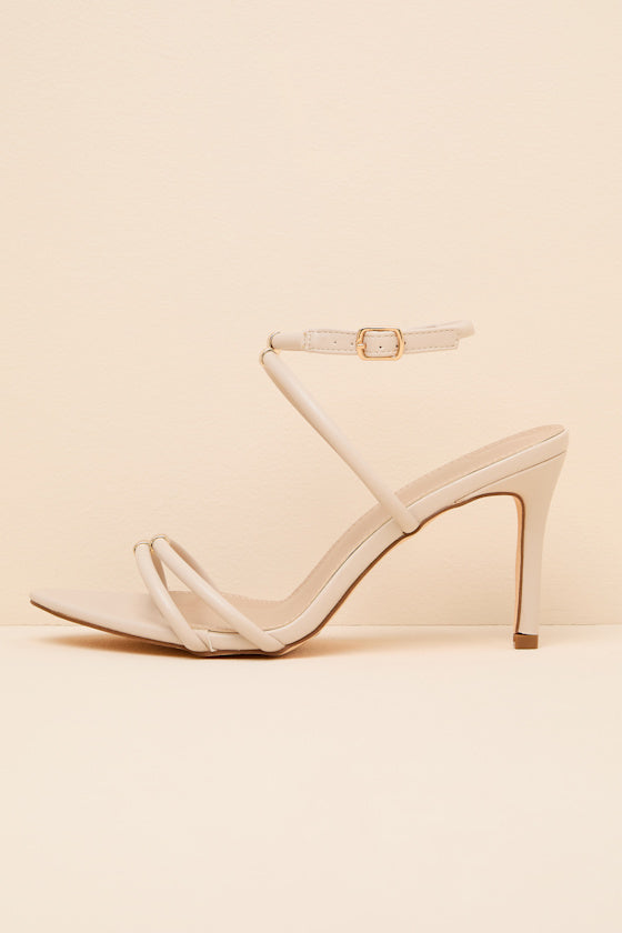 Baila Beige Ankle Strap High Heel Sandals