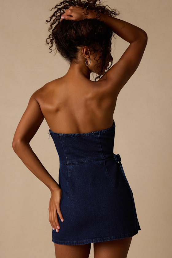 Ena Dark Wash Denim Skort Romper