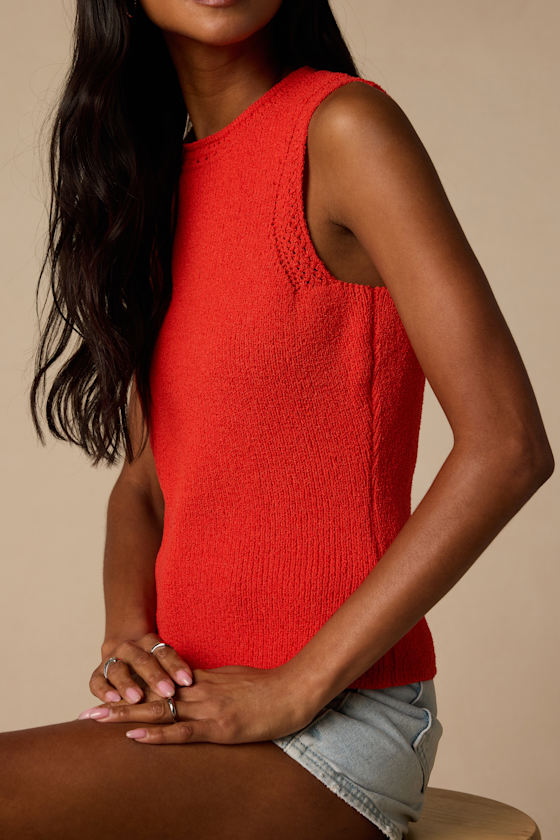 Hollis Bright Red Sweater Knit Tank Top