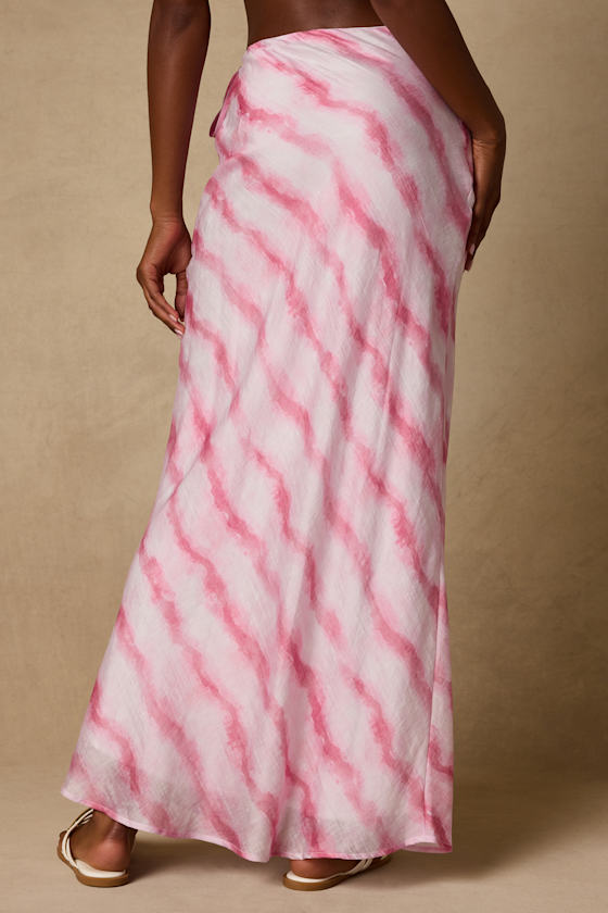 Issa Pink and White Striped Maxi Skirt