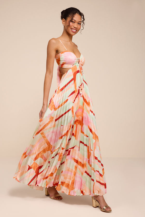 Myla Mint Green Multi Pleated Tie-Back Maxi Dress