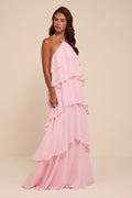 Aveley Light Pink Tiered Shift Maxi Dress