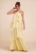 Aveley Light Yellow Tiered Shift Maxi Dress